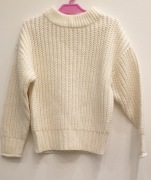 Sweter Minoti 116-122 kremowy gruby splot