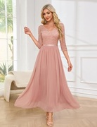 Sukienka S 36 cekinowa pudrowa róż wesele bal komunia balowa szyfon maxi