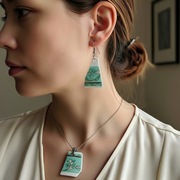 komplet biżuterii z porcelany - rękodzieło, unikat na prezent upcycling