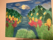 Obraz olejny las i rzeka