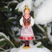 Krakowianka - figurka w stroju regionalnym - szklana bombka handmade
