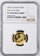 Moneta kolekcjonerska - 25 dolarów Lunar III 2022 Rok Tygrysa NGC PF70 