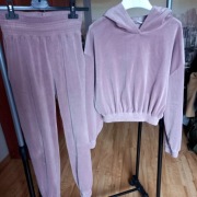  dres damski welurowy Ricca pudrowy róż.wysoki stan.Jakość Premium! S/m