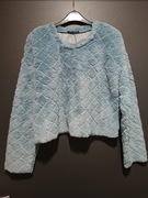 Niebieska pluszowa krótka bluza z długim rękawem a'la pikowana Zara M 38