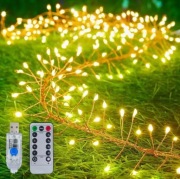 Girlanda 200 LED USB, 8 trybów, pilot - 6m - białe ciepłe 