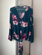 Niebieska bluzka w kwiaty L