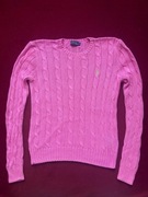 Różowy sweter warkocz Polo Ralph Lauren damski cable knit klasyk