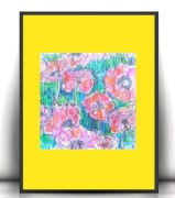 łąka rysunek A4, boho plakat 21x30, kwiatki obrazek a4 grafika do domu