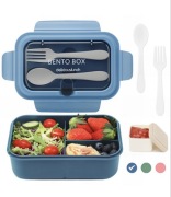 Lunchbox niebieski 1200ml przegródki mikrofalówka sztućce