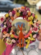 Wianek wieniec wielkanocny kolorowy z Zającem ozdoba rękodzieło 