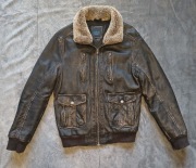 Męska kurtka skórzana AUTARK Rozmiar L – Bomberka Pilotka z Kożuchem