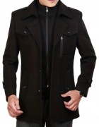 Elegancki brązowy płaszcz męski zimowy jesienny wełniany L 175/92