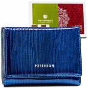Peterson portfel skóra naturalna lakierowana niebieski Blue Pattern