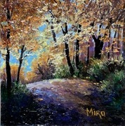 Złota polska jesień obraz ręcznie malowany.