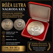 Medal srebrny 70% RÓŻA LUTRA / 121 g / 60 mm / Nagroda KEA w etui