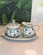 Komplet ceramiczny deserowy Bolesławiec ceramika Bolesławiec.