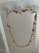 BRANSOLETKA SHEIN NA STOPĘ potrójna kolor złota fasolki 25 cm