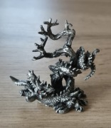 Figurka kolekcjonerska metalowa smok czerwone oczy dragon ciężka metal