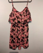 Krótka sukienka damska czarna kwiatowa cienka letnia rozmiar S