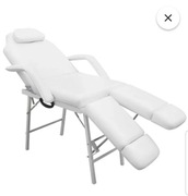 Fotel kosmetyczny przenośny, ekoskóra, 185x78x76 cm, biały