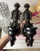 Świecznik ścienny wiaszący antyczny czarny