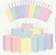 Pastelowe torby papierowe – 30 sztuk. prezent, przyjęcia i upominki