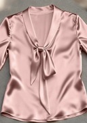 Satynowa bluzka damska z kokardą – rozmiar M 