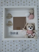 Ramka metryczka szydełko miś prezent 