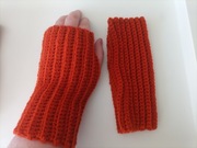 Handmade mitenki rękawiczki wełniane pomaranczowe