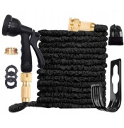 Wąż ogrodowy 30m czarny złączki 3/4 mosiężne pistolet 