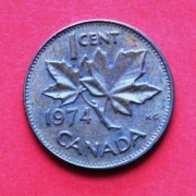 1  Cent  1974  r  -     Kanada    Liść klonu