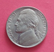 Moneta USA 5 CENTS 5 centów 1989r.  Jefferson Nickel