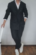 Antony Morato Garnitur Dwurzędowy Czarny Lniany 54/XXL 190/100/84 Letni