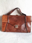 Skórzana torebka/teczka damska z rączką w stylu vintage w kolorze miodowym