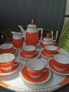 Serwis kawowy Beyer Bock art deco pomarańczowy