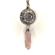 Wisiorek Zawieszka Łańcuszek na szyję Kamień Kwarc Różowy Słońce i Księżyc