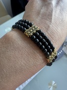 Bransoletka z czarnymi koralikami kamienie naturalne Premium