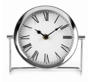 Zegar stołowy srebrny 16x18 cm okrągły stylowy 