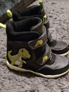 Chłopięce buty zimowe szaro czarne ciepłe z dinozaurem na rzep CLEVE r. 31