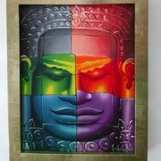 BUDDA obraz płótno w złotej ramie CAMBODIA