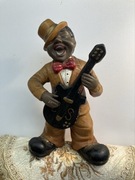 figurka ceramiczna vintage harlem jazz figurine czerwona kokardka i gitarka