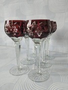 Piękne rubinowe kieliszki remery kolorowy kryształ vintage 