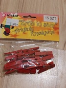 Spinacze drewniane czerwone 15 sztuki