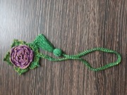 Róża fioletowa że złotą nitką zakładka do książki 