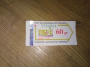 Bilet jednorazowy 60gr MPK Łódź stare logo skasowany lokalny
