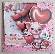 Kartka okolicznościowa na Walentynki Walentynka świnka r 