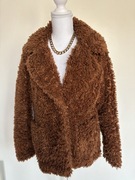 H&M XS brązowa kurtka teddy futrzana krótka miś sztuczne futerko Y2K