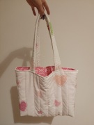 Torba pikowana biało różowa handmade uprecykling 
