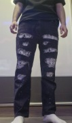 Spodnie jeansy z dziurami pants low Rusina central cee drill drip bandana