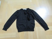 H&M czarny sweter brokat 98 104 falbana kokarda cienki